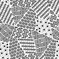 Mayan patchwork seamless pattern. Black and white colors. vector