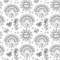 Magic boho symbols seamless pattern. Backdrop of gypsy sacred elements vector