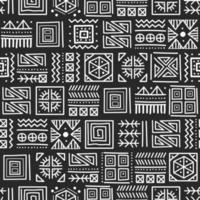 Mayan patchwork seamless pattern. Black and white colors. vector