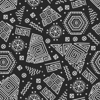 Mayan patchwork seamless pattern. Black and white colors. vector