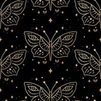 Elegant celestial butterfly seamless pattern. Boho background with magic element vector