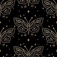 Elegant celestial butterfly seamless pattern. Boho background with magic element vector