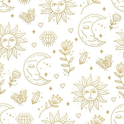 Magic boho symbols seamless pattern. Backdrop of gypsy sacred elements