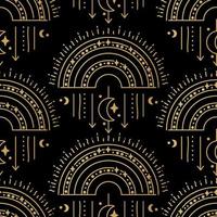 Celestial rainbow seamless mystic pattern. Boho magic print with moon and star vector