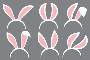 Bunny Ears collection. Easter rabbit ear spring hat set isolated vector