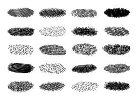 conjunto de símbolos de garabatos sombreados dibujados a mano aislados en blanco. vector