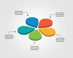 flower template for infographic for presentation for 5 element vector