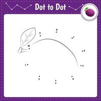 Connect the dots. Plum. Berry. Dot to dot educational game. Coloring book for preschool kids activity worksheet. vector