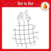 Connect the dots. Pineapple. Fruit. Dot to dot educational game. Coloring book for preschool kids activity worksheet. vector