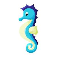 Cute  cartoon seahorse isolated on white background. Sea animal vector illustration