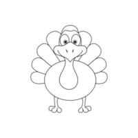 Turkey Coloring Page for Kids. Educational worksheet for children education. Kids activity vector