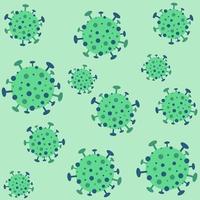 Seamless pattern with virus. Green vector illustration.