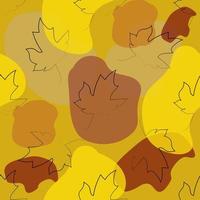 Pattern of maple leaves in line art style on abstract background of autumn colors vector