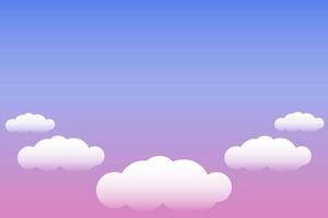 ilustración de cielo con nubes y degradado rosa y azul. cielo al amanecer vector