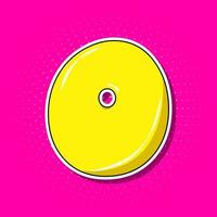 Pop art yellow number 0 over pink dotted background. vector