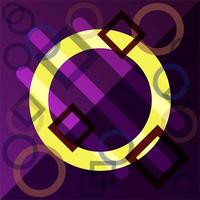 Abstract geometric background with circles, squares and lines. Beautiful composition of figures. Yellow, purple colors vector