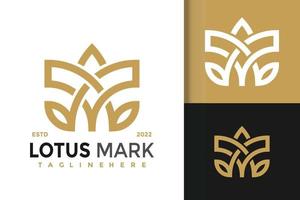 Flower Lotus Mark Line Elegant Modern Logo Design  Vector Template