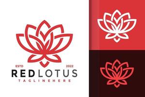 plantilla de vector de diseño de logotipo moderno de flor de loto rojo