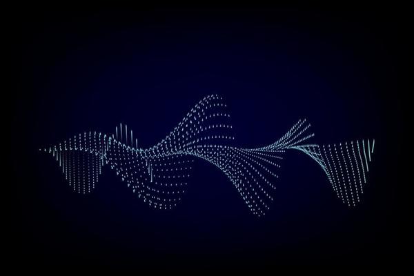 Sound wave illustration on a dark background. Abstract blue digital equalizer indicators.