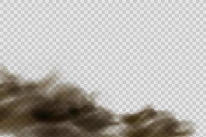 Dust cloud with particles dirt,cigarette smoke, smog, soil and sand. Realistic vector isolated on transparent background.