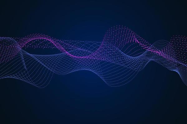 Sound wave illustration on a dark background. Abstract blue digital equalizer indicators.
