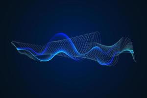 Sound wave illustration on a dark background. Abstract blue digital equalizer indicators. vector