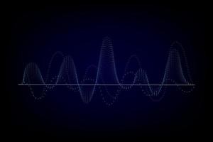 Sound wave illustration on a dark background. Abstract blue digital equalizer indicators. vector