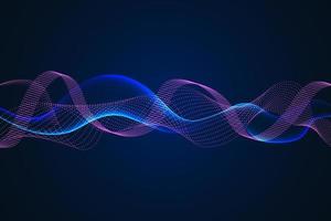 Sound wave illustration on a dark background. Abstract blue digital equalizer indicators. vector