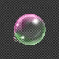 Set of transparent soap bubbles on checkered background.Reaistic colored balls.Vector texture. vector