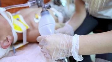 Respirator. Administering oxygen to a patient who cannot receive oxygen. video