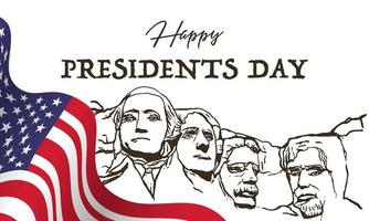 Presidents Day banner blue background vector illustration lettering Happy President's Day Rushmore USA presidents