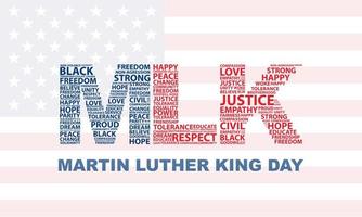 Typography design with words on the text MLK in American Flag colors on an isolated white background vector