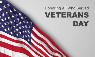 Veteran's day poster.Honoring all who served. Veteran's day illustration with american flag vector