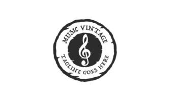 Music vintage logo vector. Musical key note template logo for a recording company or school. vector