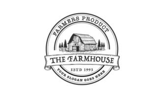 Vintage farm house logo design template - vector illustration