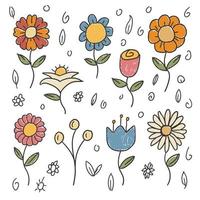 Flower cartoon doodles Kids hand drawing style vector