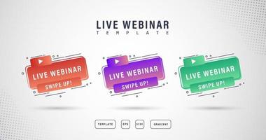 set live webinar buttons, banner icons, icon label illustrations, gradations, products, etc. vector