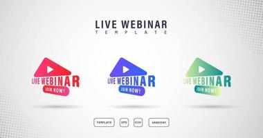 set live webinar buttons, banner icons, icon label illustrations, gradations, products, etc. vector