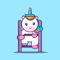 lindo unicornio subiendo escaleras en estilo de pie, vector eps 10