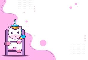 cute background of cute unicorn character,unicorn climbing stairs in standing style, suitable for social media and business posts. Vector eps 10