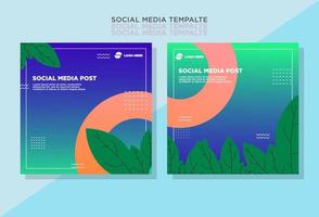 modern abstract social media post, editable design, gradient, flat leaves, vector eps 10