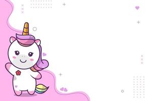 lindo fondo de lindo personaje de unicornio, expresión de unicornio muy feliz, adecuado para redes sociales y publicaciones de negocios. pasos vectoriales 10 vector