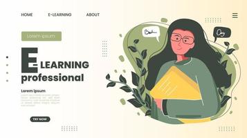 professional e learning modern flat design. Landing page template. Vector illustration for web and graphic design.