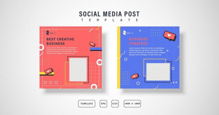 geometric social media post, for your business, vector eps 10