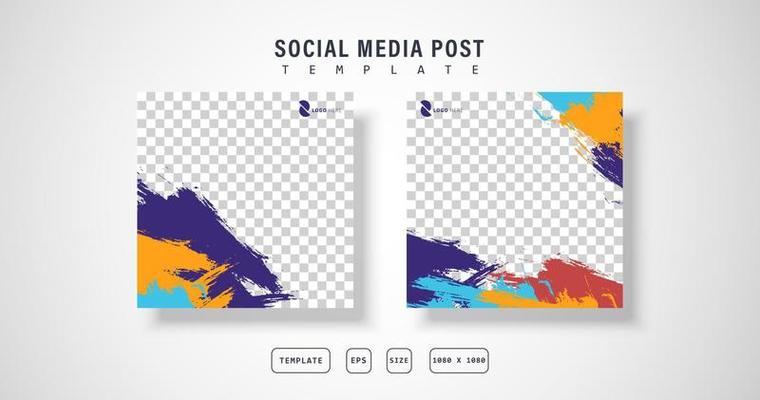 minimalist design social media post banner ,color splash ,vector eps 10