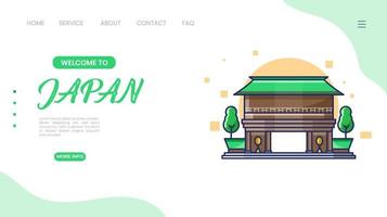 meiji jingu japan shrine illustration. Landing page template. Vector illustration for web and graphic design.