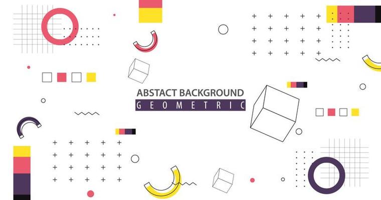 abstract geometric background, with simple and super bright colors, straight lines, circles, color palette, vector illustration eps 10