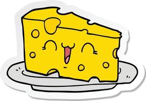 sticker of a cute cartoon cheese vector