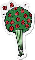 sticker of a cartoon bunch of flowers vector