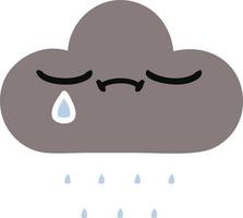 flat color retro cartoon storm rain cloud vector